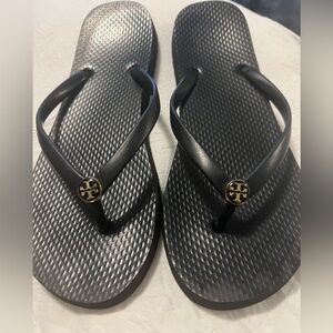 Tory Burch Black Textured Sandals